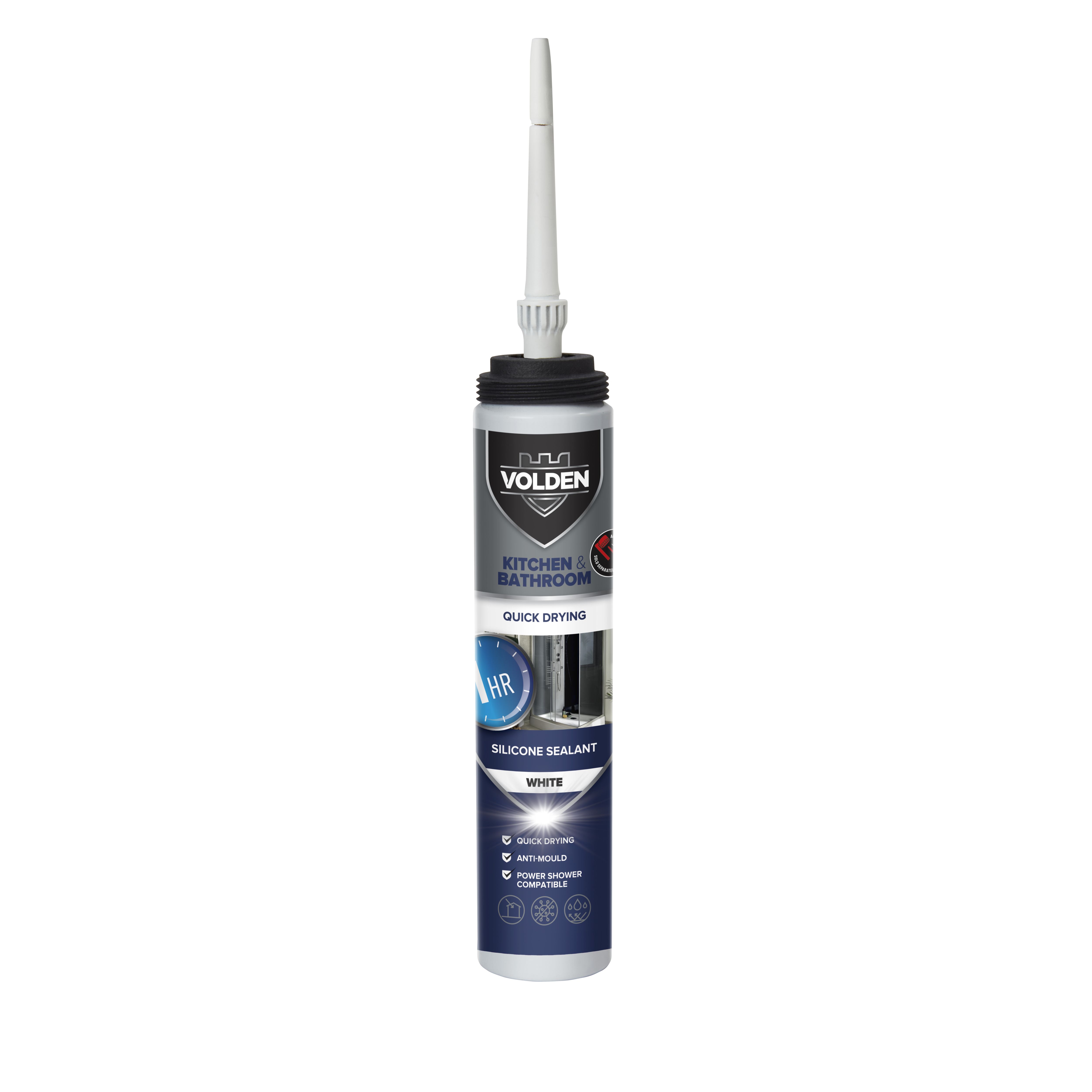 Volden Quick dry White Silicone-based Bathroom & kitchen Sealant, 200ml