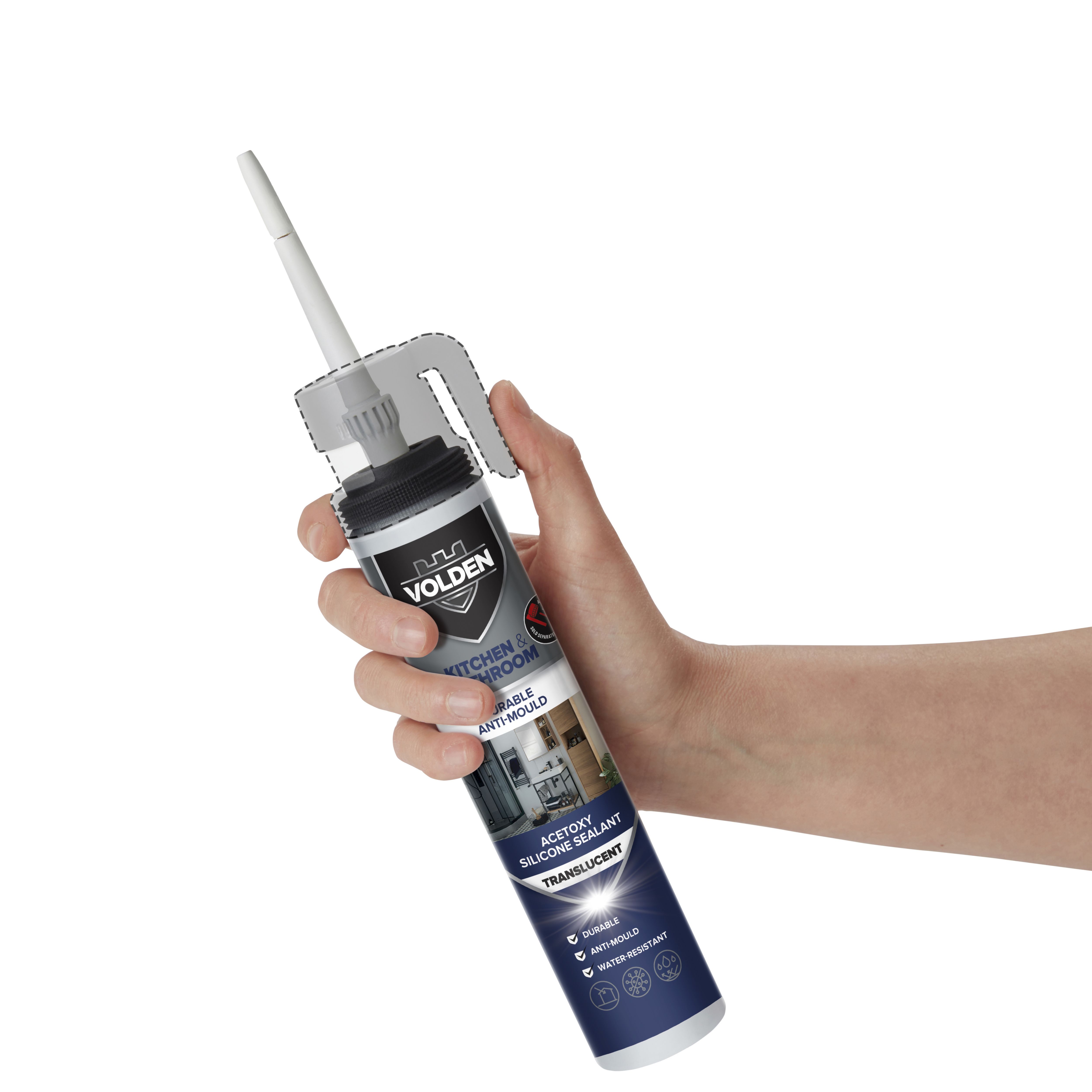 Volden Translucent Silicone-based Bathroom & kitchen Pressurised cartridge Sealant, 200ml