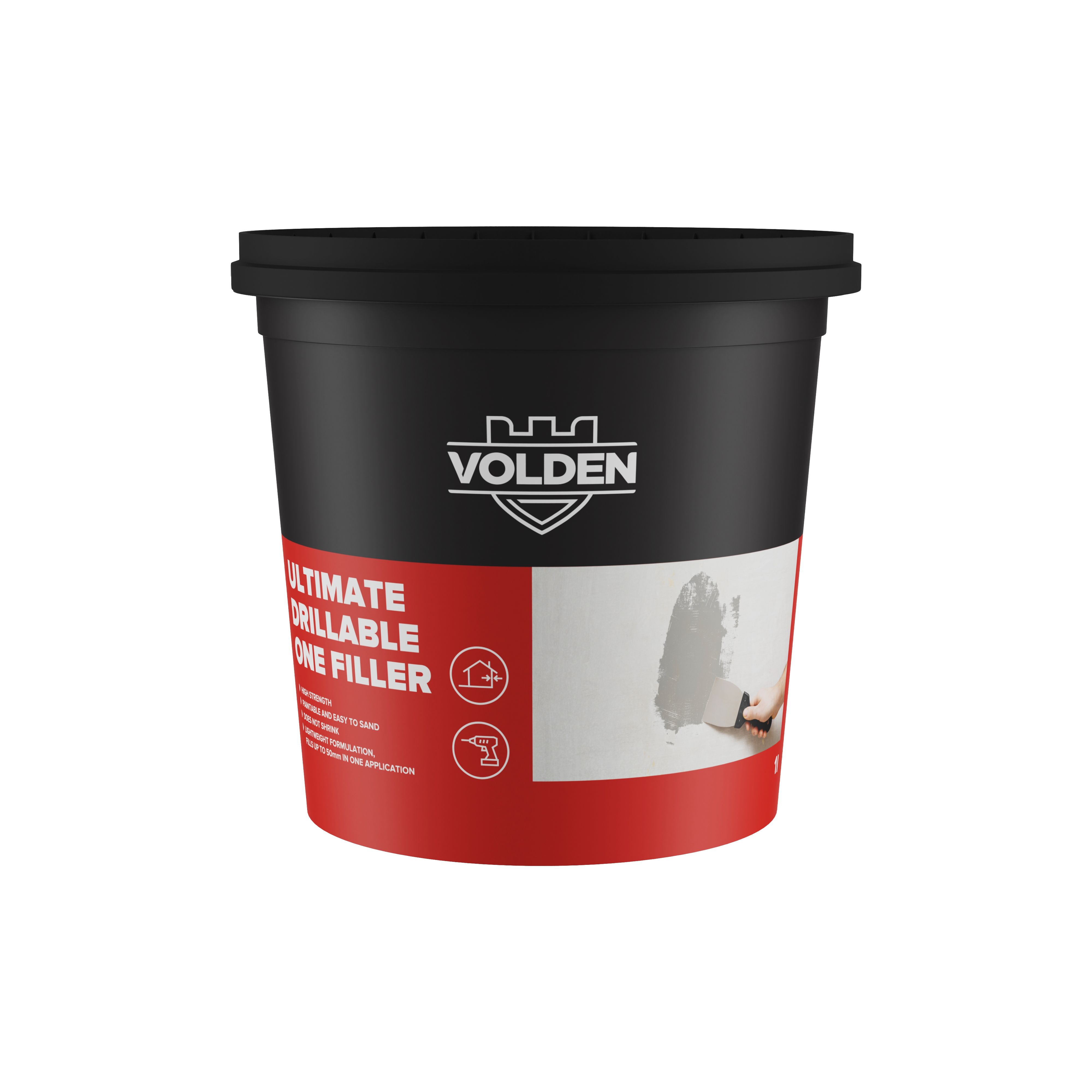 Volden Ultimate Drillable Light Grey Ready to use Plaster, stone, concrete & wood Patch & filler, 1L 840g