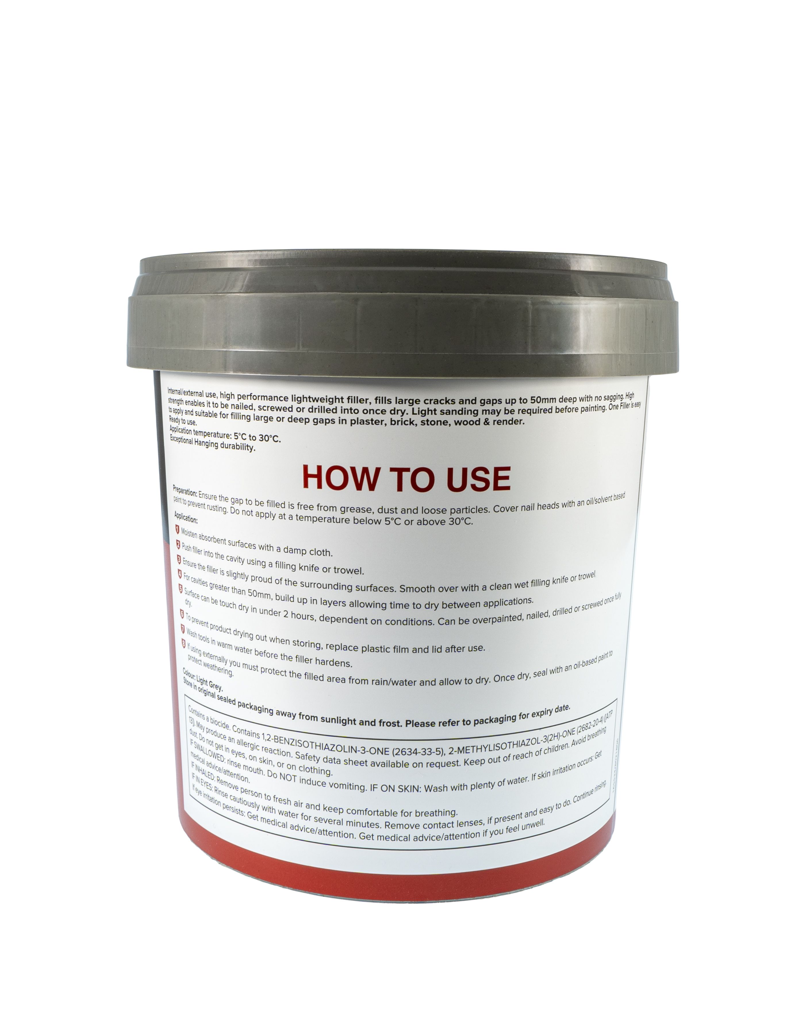 Volden Ultimate Drillable Light Grey Ready to use Plaster, stone, concrete & wood Patch & filler, 1L 840g