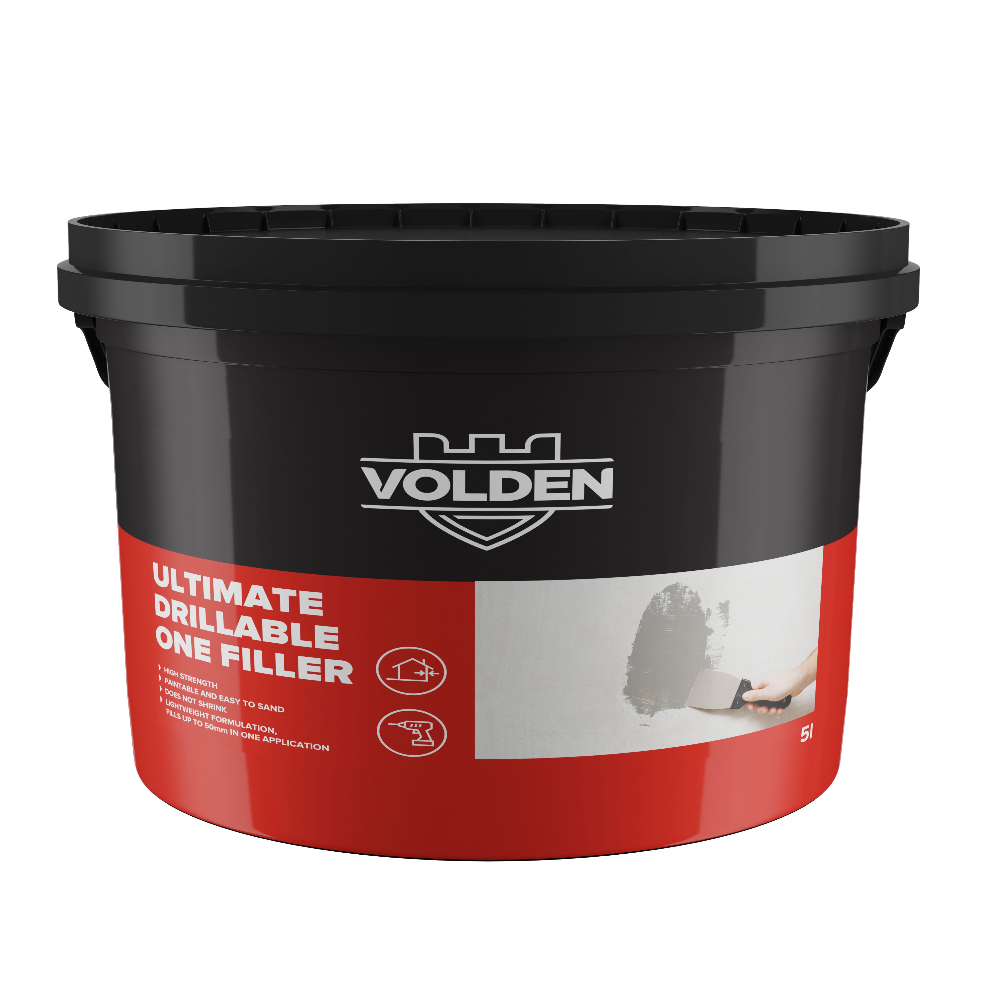 Volden Ultimate Drillable Light Grey Ready to use Plaster, stone, concrete & wood Patch & filler, 5L 4.2kg