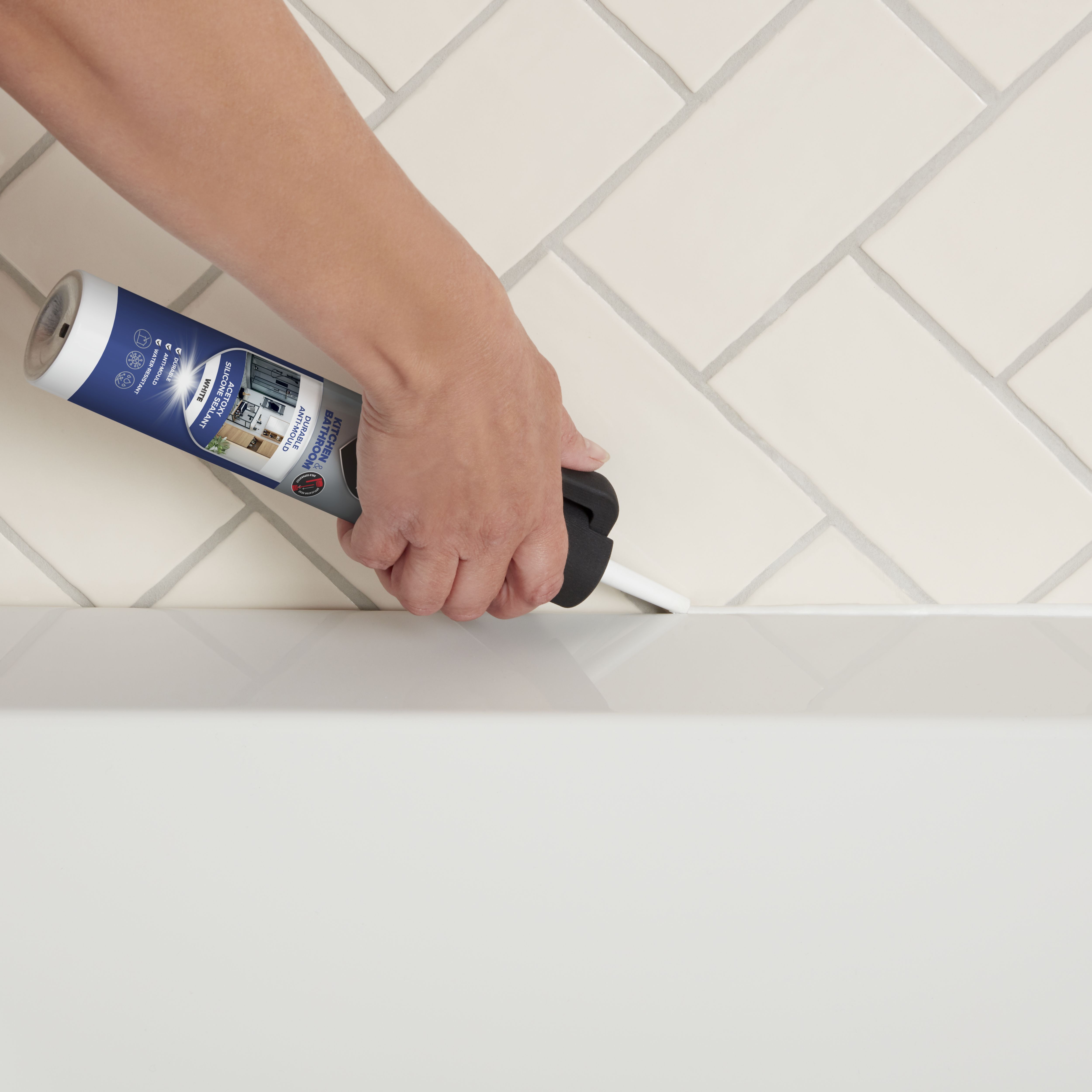 Volden White Silicone-based Bathroom & kitchen Pressurised cartridge Sealant, 200ml