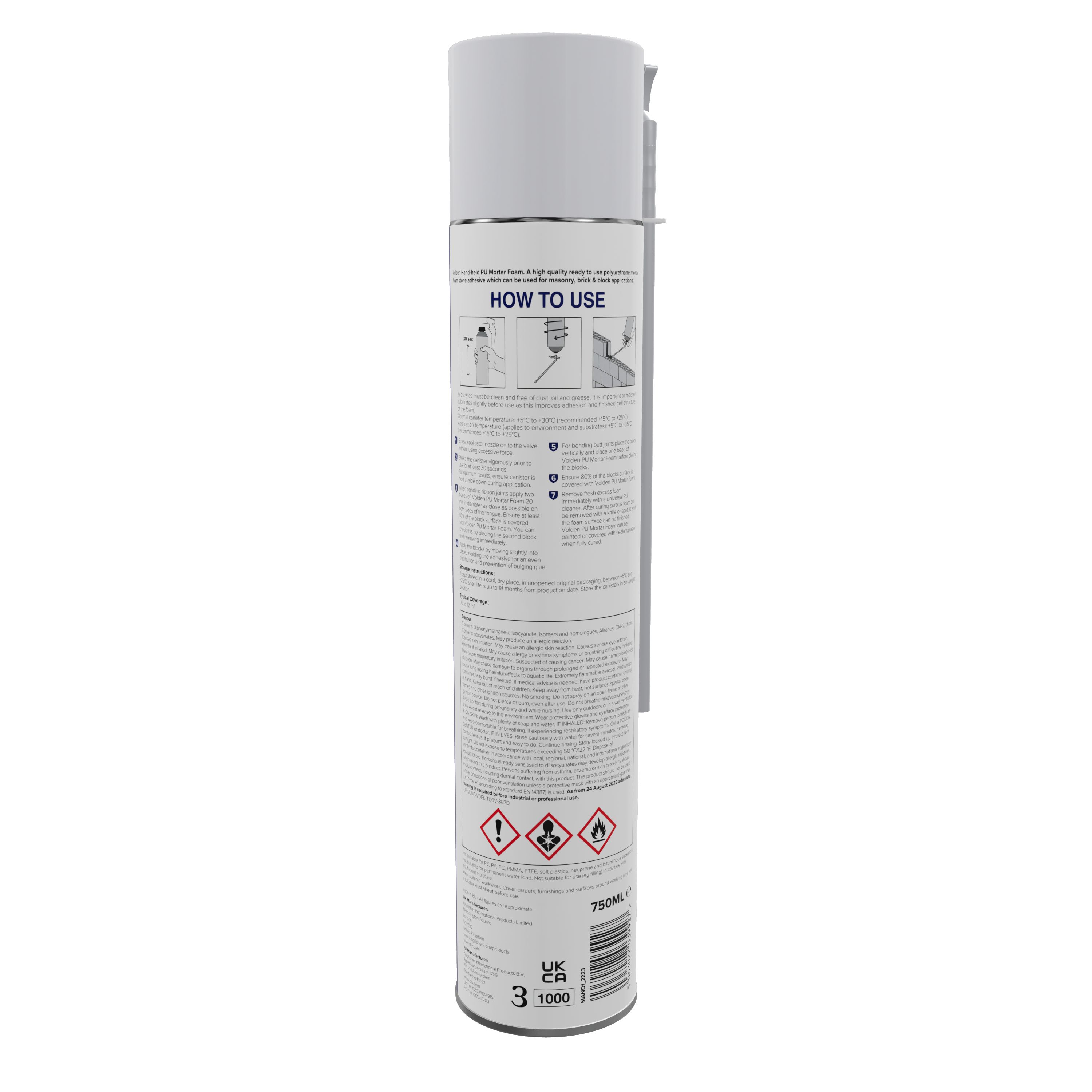 Volden Yellow Mortar foam, 750ml Cannister - Ready for use