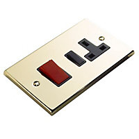 Volex 45A Brass effect Switched Cooker switch & socket
