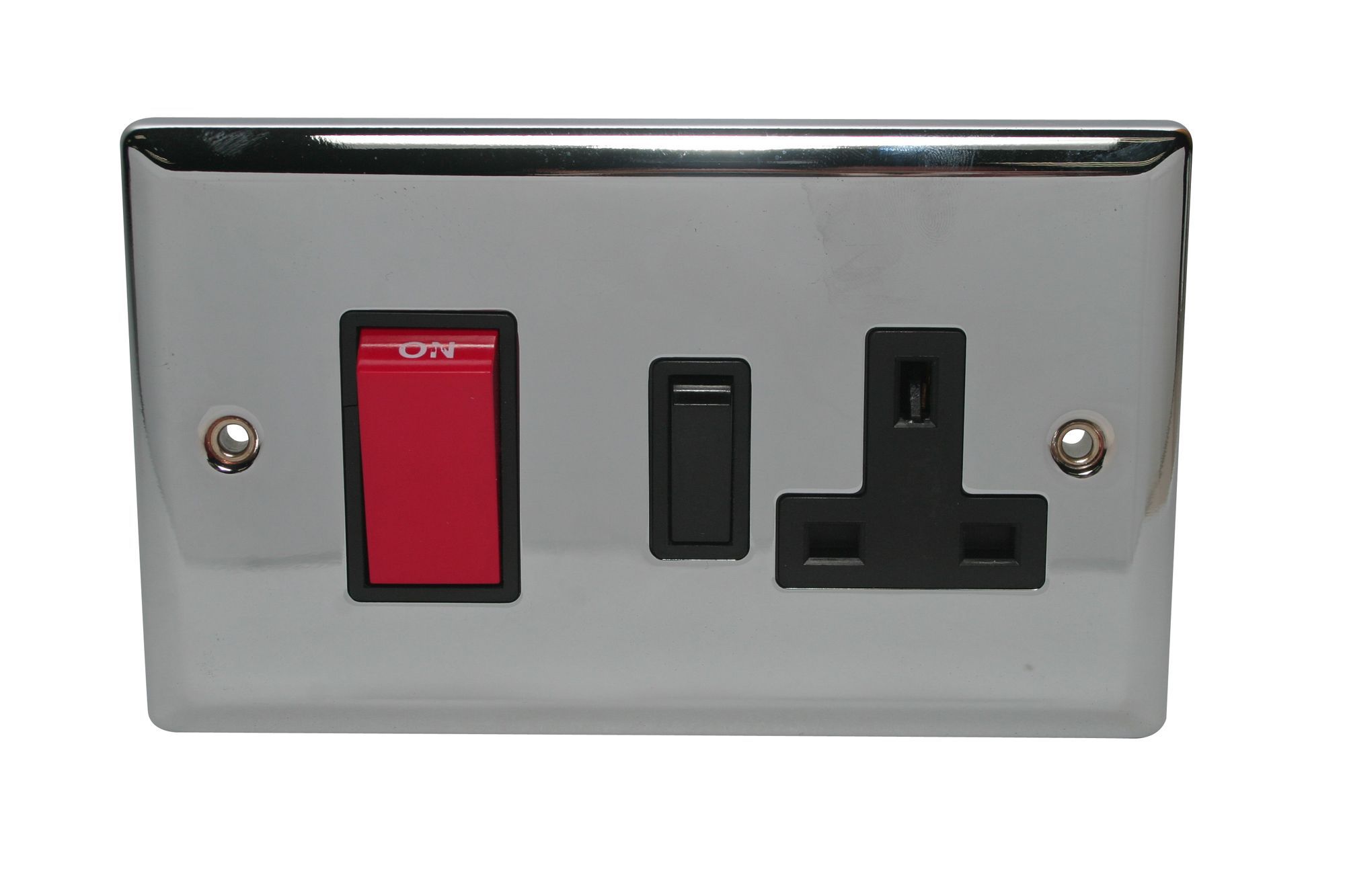 Volex Black Chrome Cooker switch & socket & Black inserts