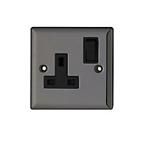 Volex Black Iridium Single 13A Switched Socket with Black inserts