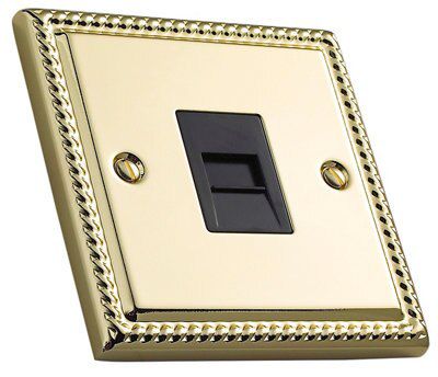 Volex Brass 1 gang Telephone socket