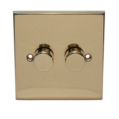 Volex Brass profile Double 2 way Dimmer switch