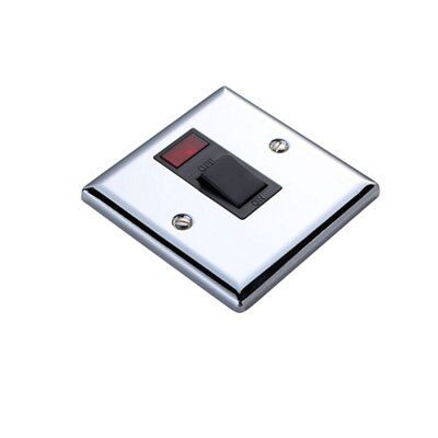 Volex Chrome 20A 1 gang Cooker Switch