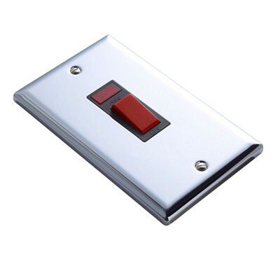 Volex Chrome 45A 1 way Cooker Switch