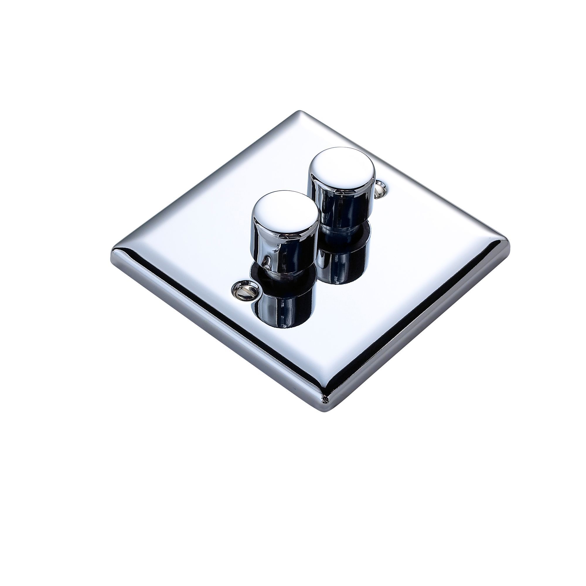Volex Chrome profile Double 2 way Dimmer switch