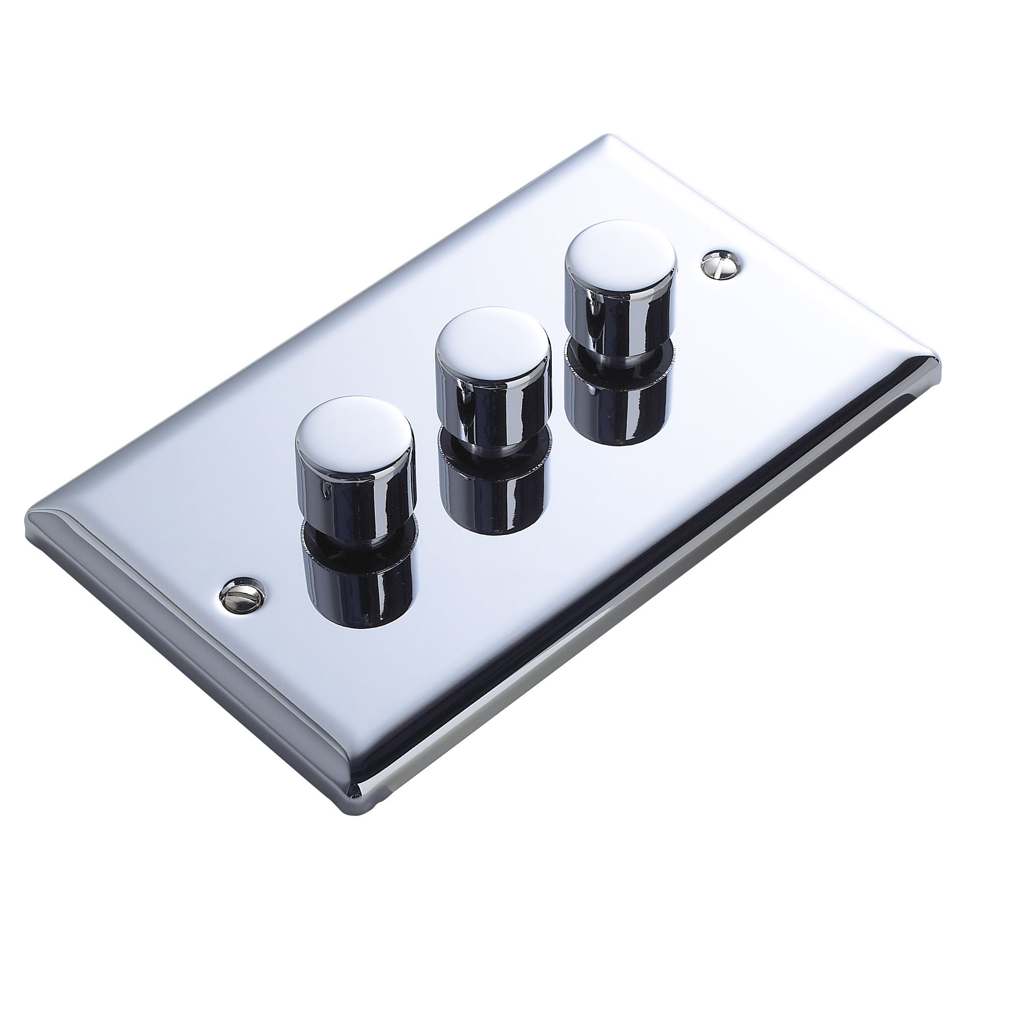 Volex Chrome profile Triple 2 way Dimmer switch