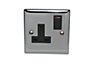 Volex Chrome Single 13A Switched Socket with Black inserts