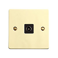 Volex Flat plate Brass effect Coaxial socket