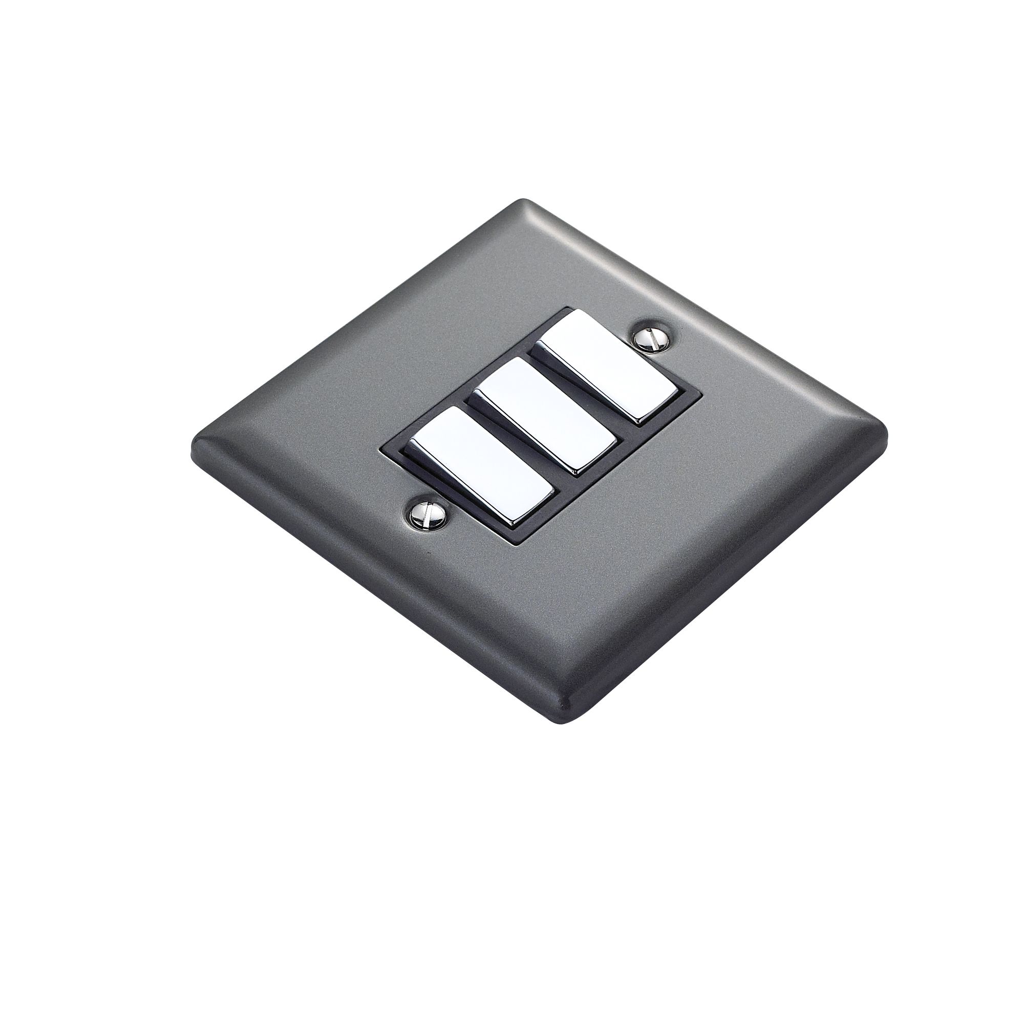 Volex Grey 10A 2 way 3 gang Light Switch