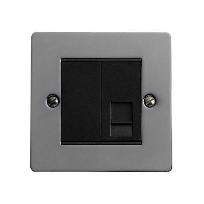 Volex Nickel 1 gang Telephone socket