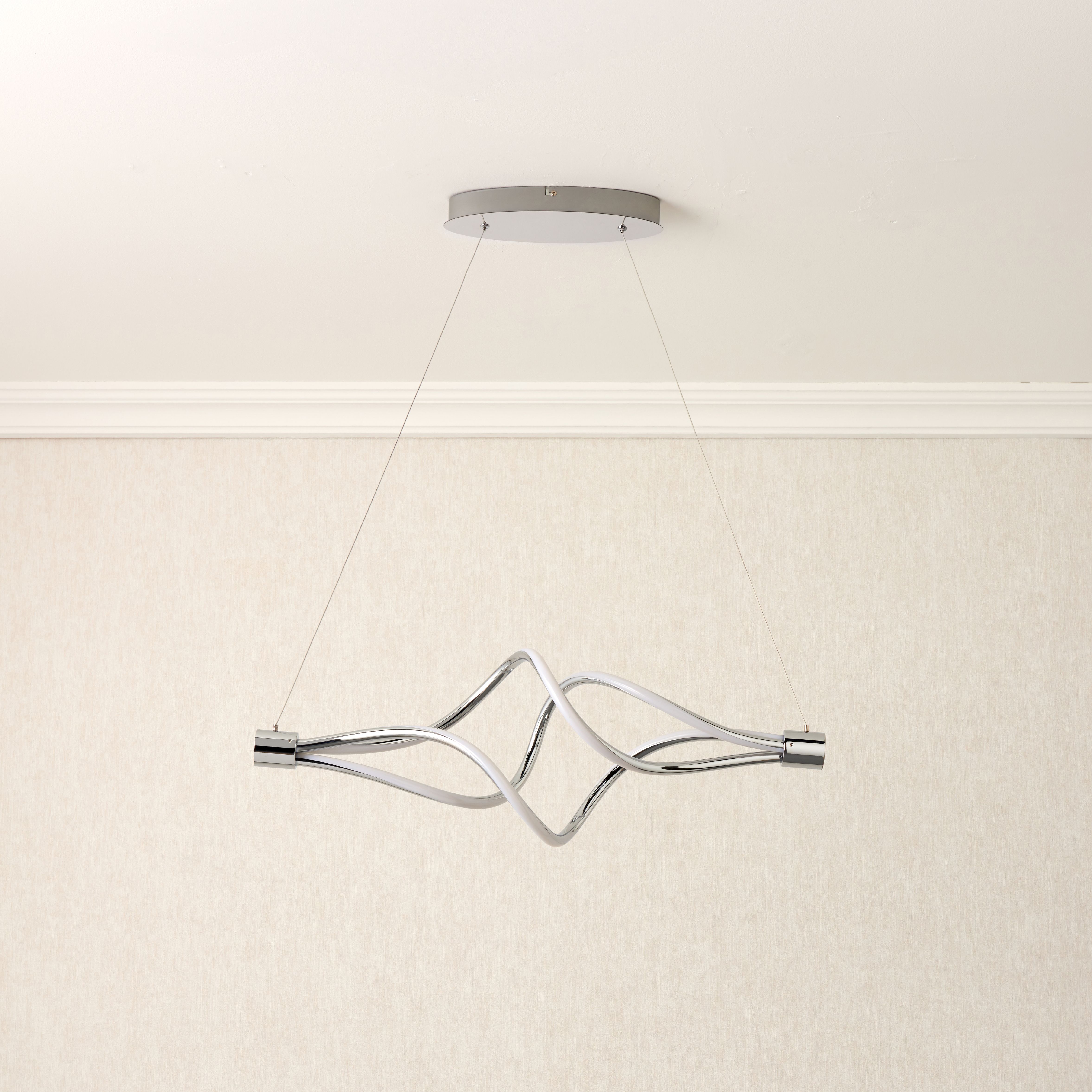 Vortex pendant Chrome effect LED Pendant ceiling light, (Dia)700mm