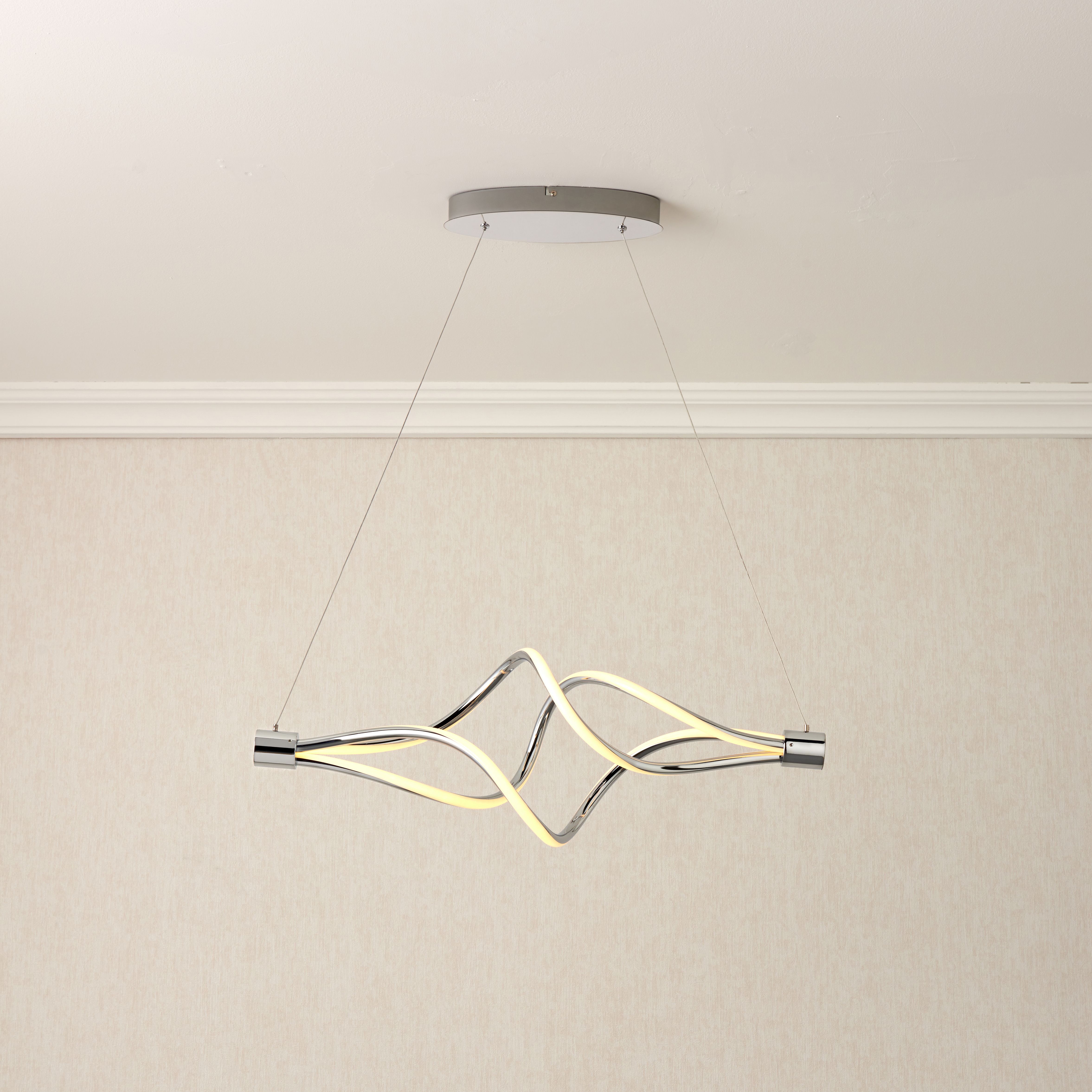 Vortex pendant Chrome effect LED Pendant ceiling light, (Dia)700mm