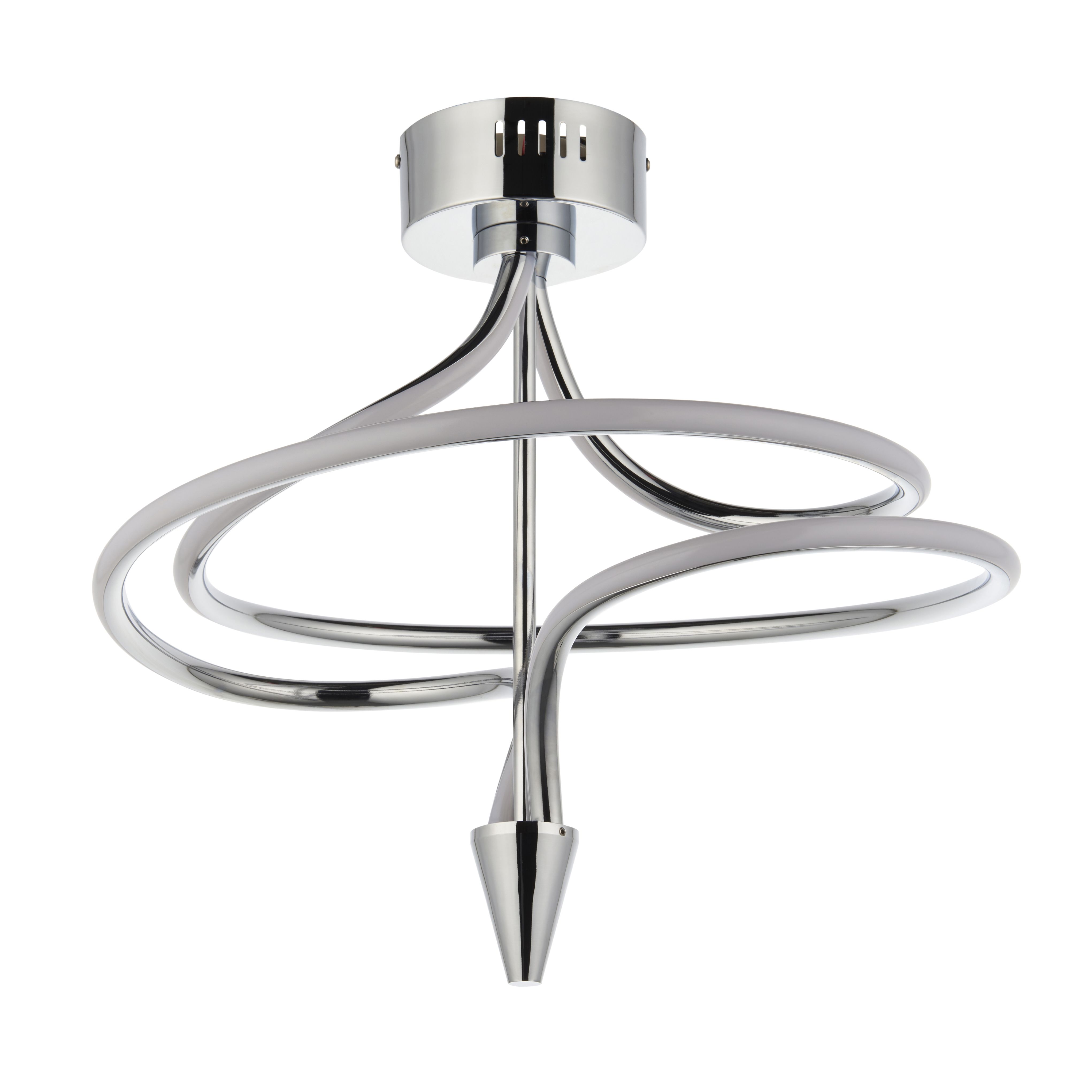 Vortex Spiral Gloss Aluminium alloy, silicone & steel Silver effect LED Ceiling light