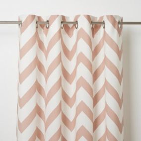 Wabana Pink & white Herringbone Unlined Eyelet Curtain (W)167cm (L)183cm, Single