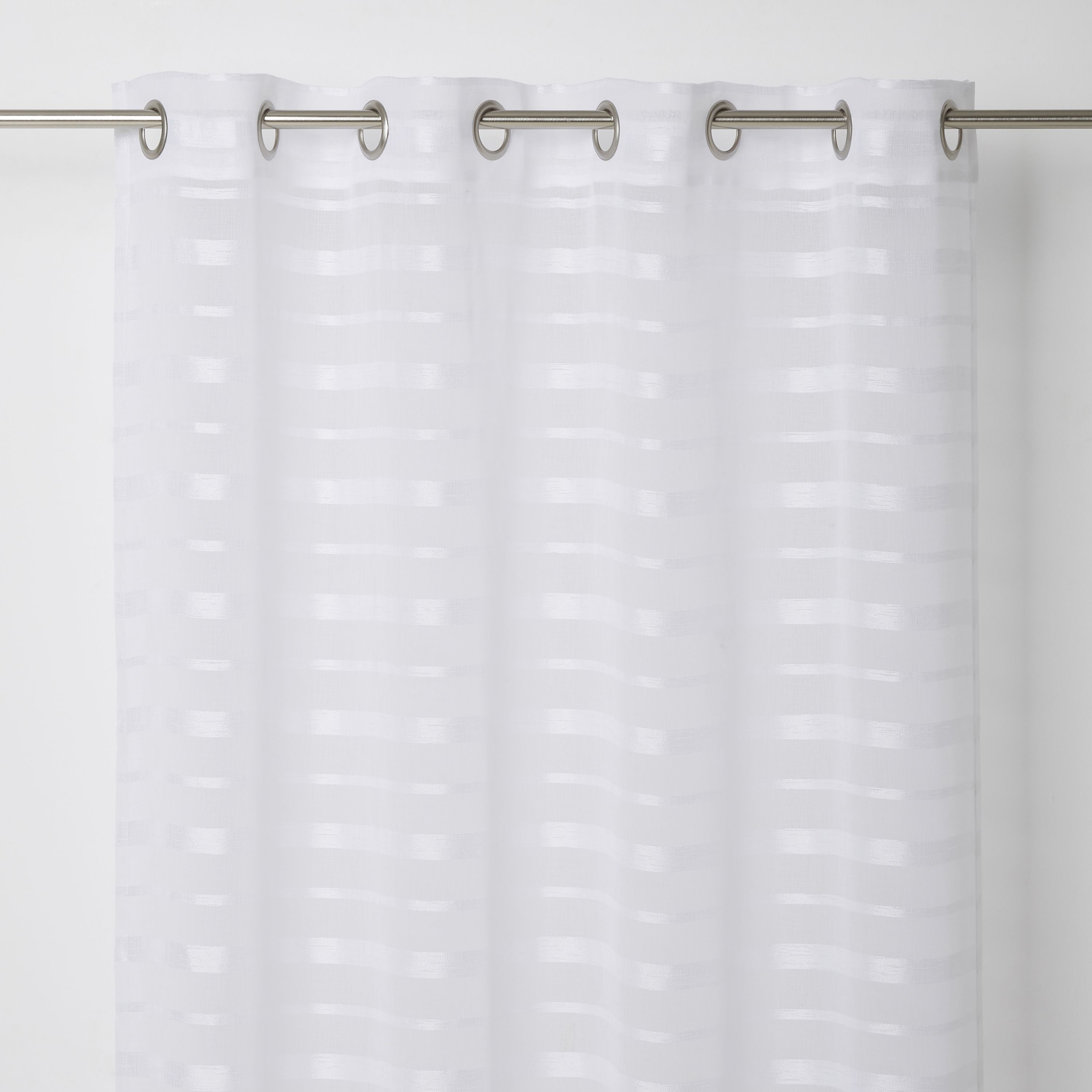 Wakea White Horizontal stripe Unlined Eyelet Voile curtain (W)140cm (L ...