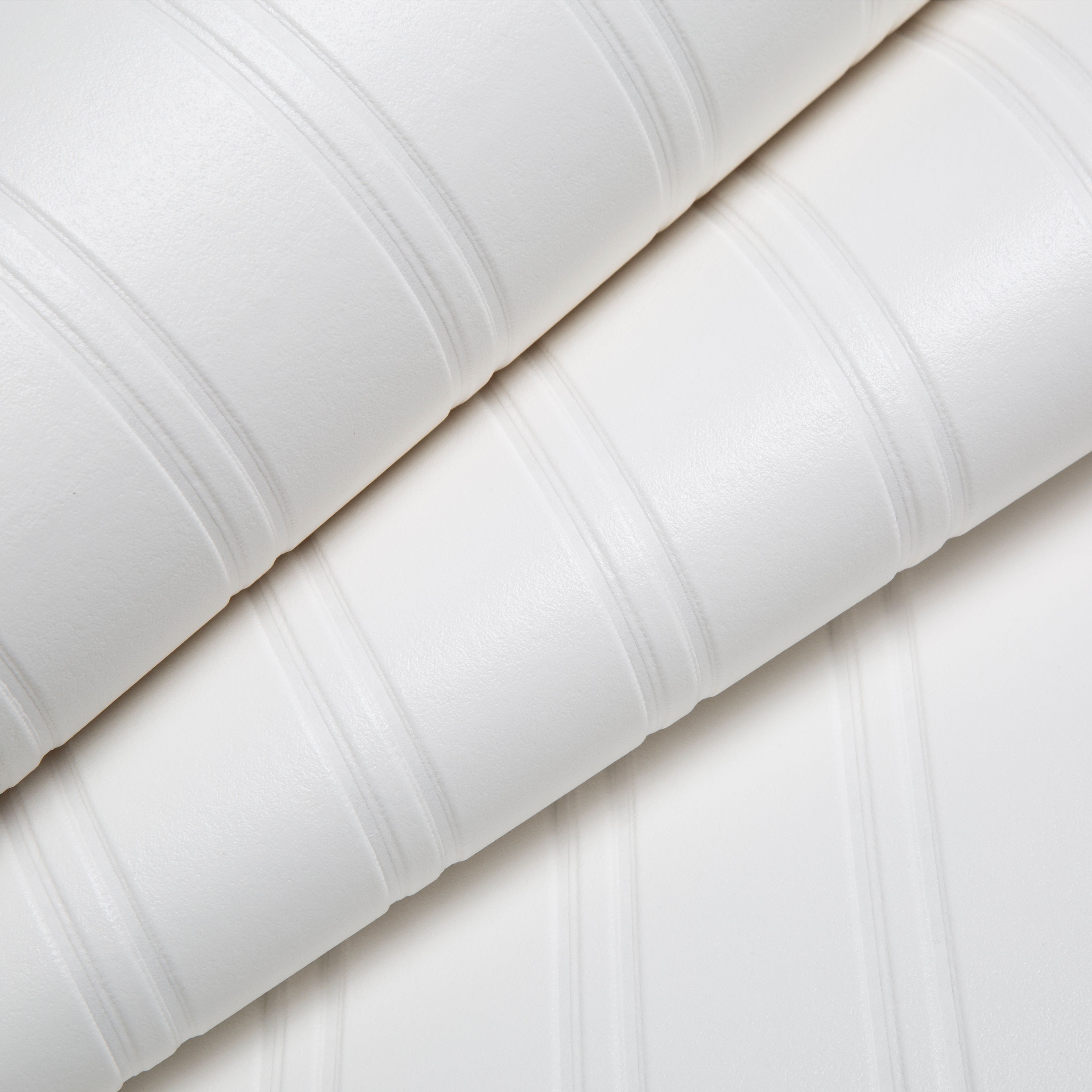 Wall Doctor Beadboard White Striped Shabby chic Textured Wallpaper