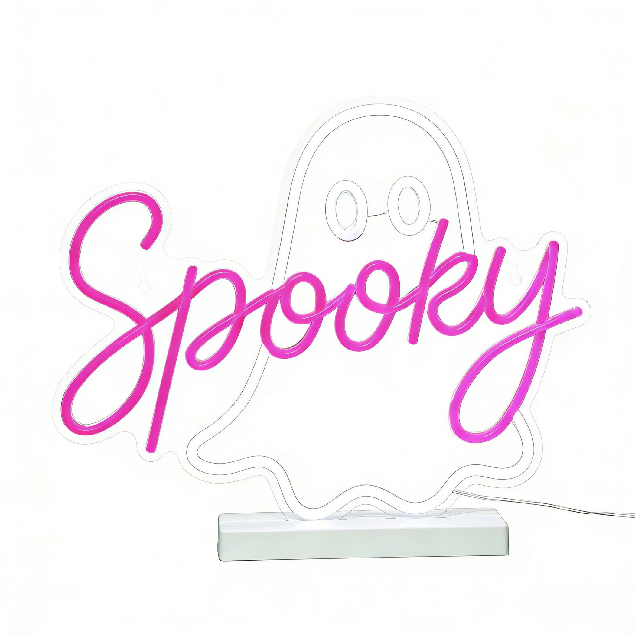 Wall Sign Spooky LED Silhouette, (H) 300mm - Pink & Ice white