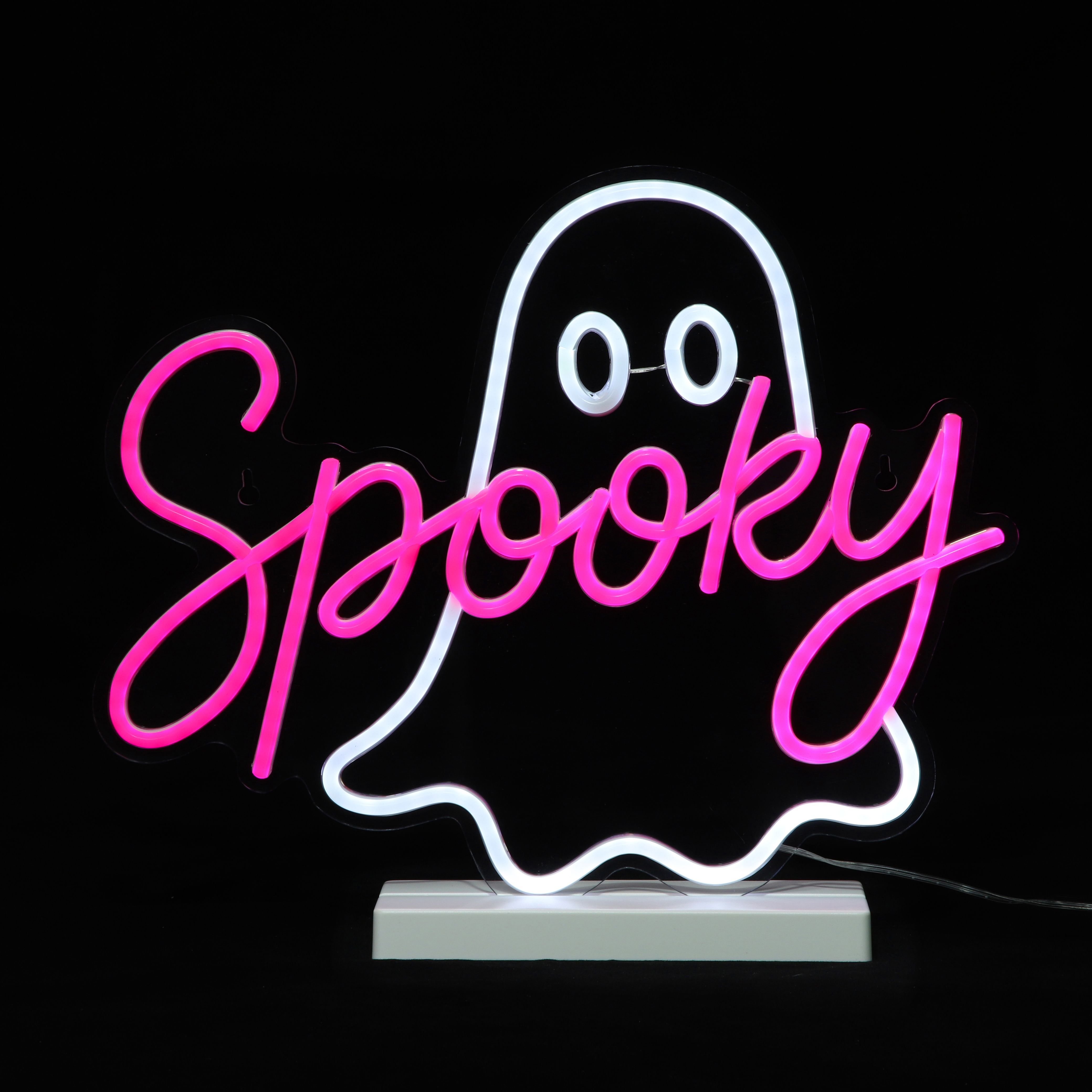 Wall Sign Spooky LED Silhouette, (H) 300mm - Pink & Ice white