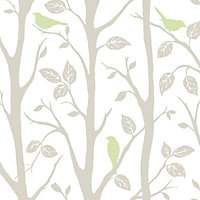 Wallpops Green & grey Sitting in a tree Smooth Wallpaper