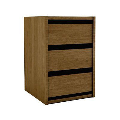 Walnut effect 3 Drawer Chest of drawers (H)600mm (W)400mm (D)450mm