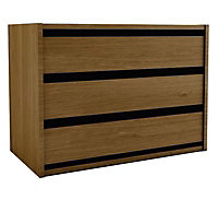 Walnut effect 3 Drawer Chest of drawers (H)600mm (W)800mm (D)450mm