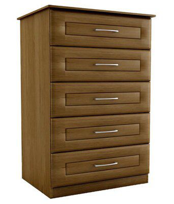 Walnut effect 5 Drawer Ready assembled Chest of drawers (H)1130mm (W)600mm (D)500mm