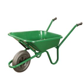 Walsall Wheelbarrows Endurance Green Plastic Painted 90L Heavy duty Pneumatic wheel Wheelbarrow, 13kg