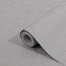 Wandou Grey Geometric Metallic effect Smooth Wallpaper