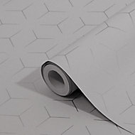 Wandou Grey Geometric Metallic effect Smooth Wallpaper