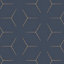 Wandou Royal blue Metallic effect Geometric Smooth Wallpaper Sample