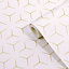 Wandou White Geometric Metallic effect Smooth Wallpaper