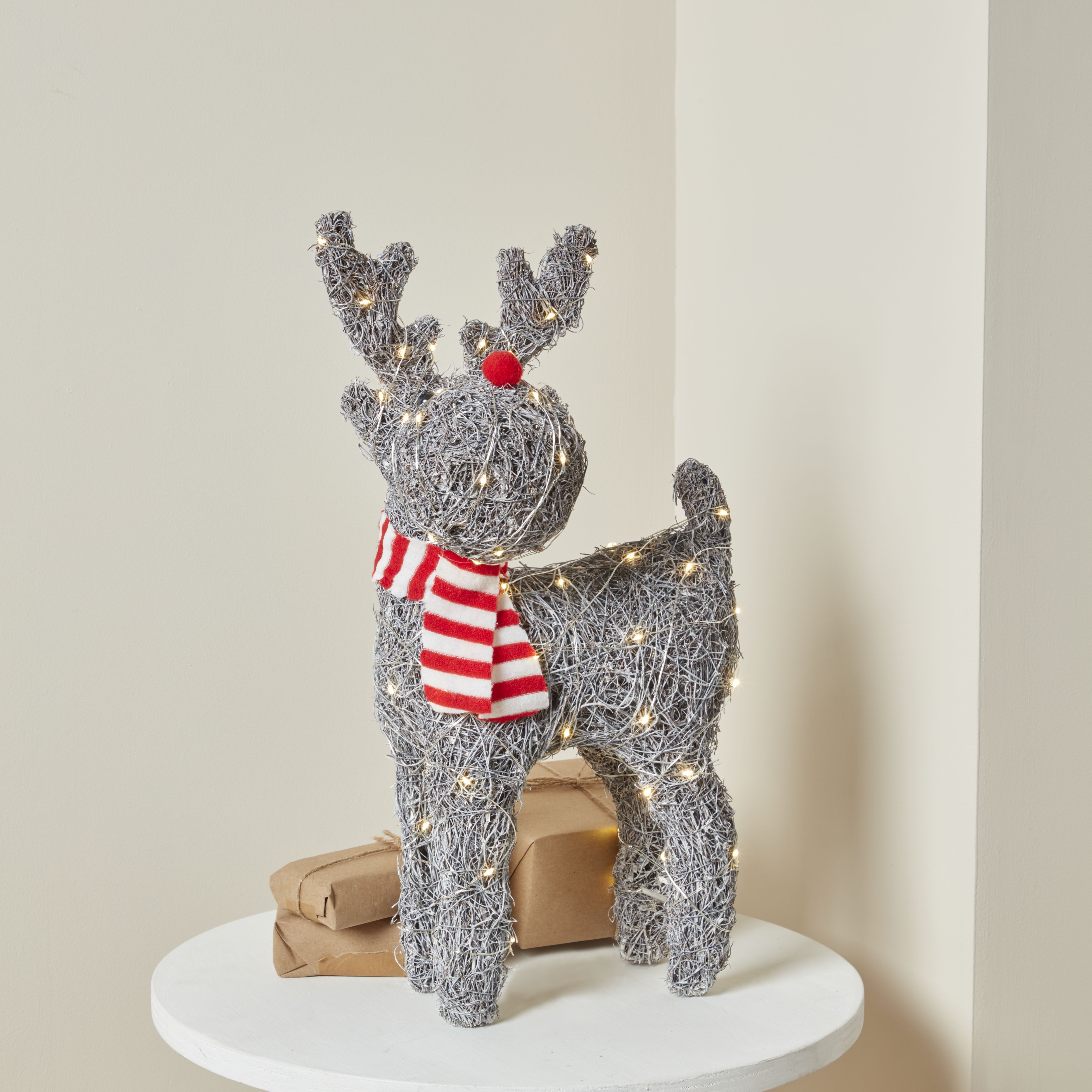 Warm white LED Grey Reindeer Silhouette (H) 450mm