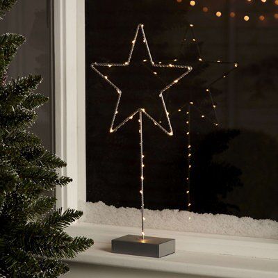 Warm white LED Silver Freestanding star Freestanding Single christmas light (H) 500mm