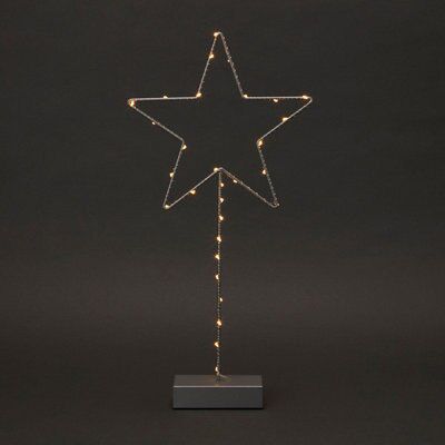 Warm white LED Silver Freestanding star Freestanding Single christmas light (H) 500mm
