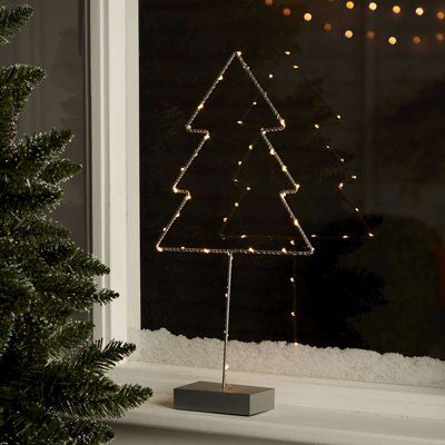Warm white LED Silver Tree freestanding Single christmas light (H) 500mm