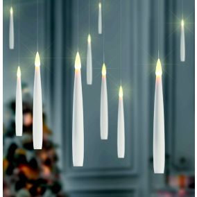 Warm white LED White Floating candle Wall-mounted Single christmas light (H) 150mm, Set of 10