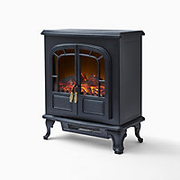 Warmlite Traditional 2kW Black Cast iron effect Electric Stove