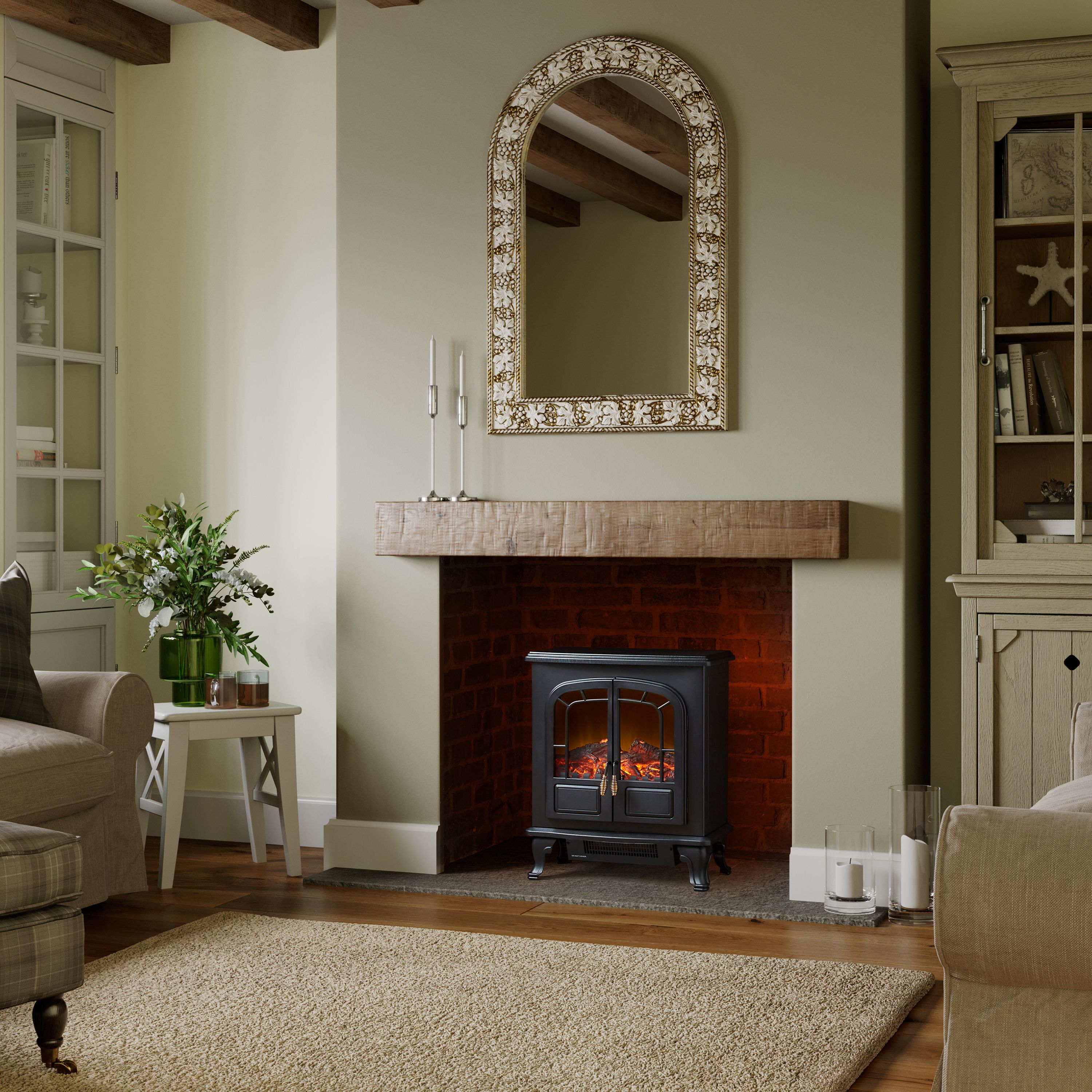 Warmlite Traditional 2kW Matt Black Cast iron effect Electric Stove | DIY  at Bu0026Q