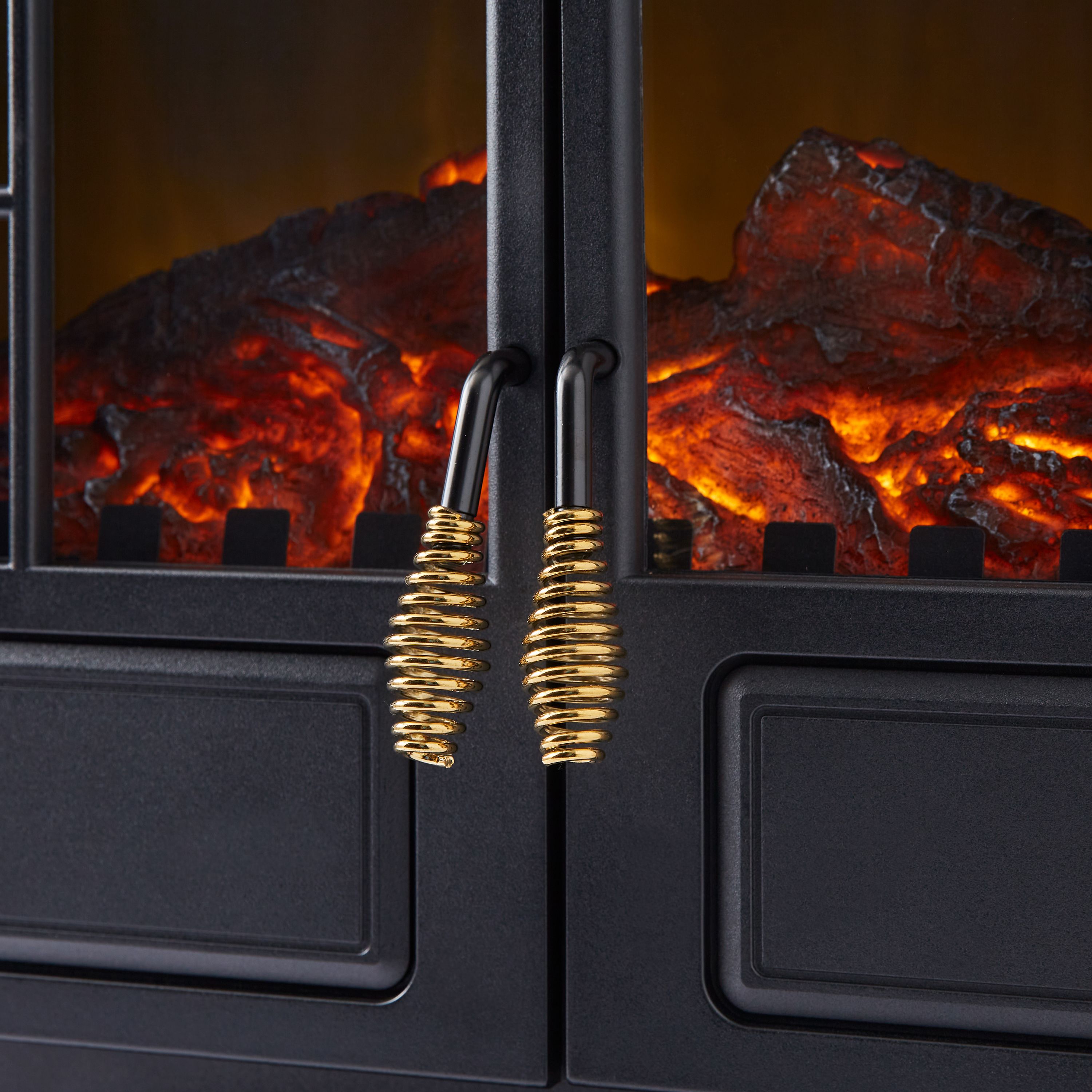 Warmlite Traditional 2kW Matt Black Cast iron effect Electric Stove | DIY  at Bu0026Q