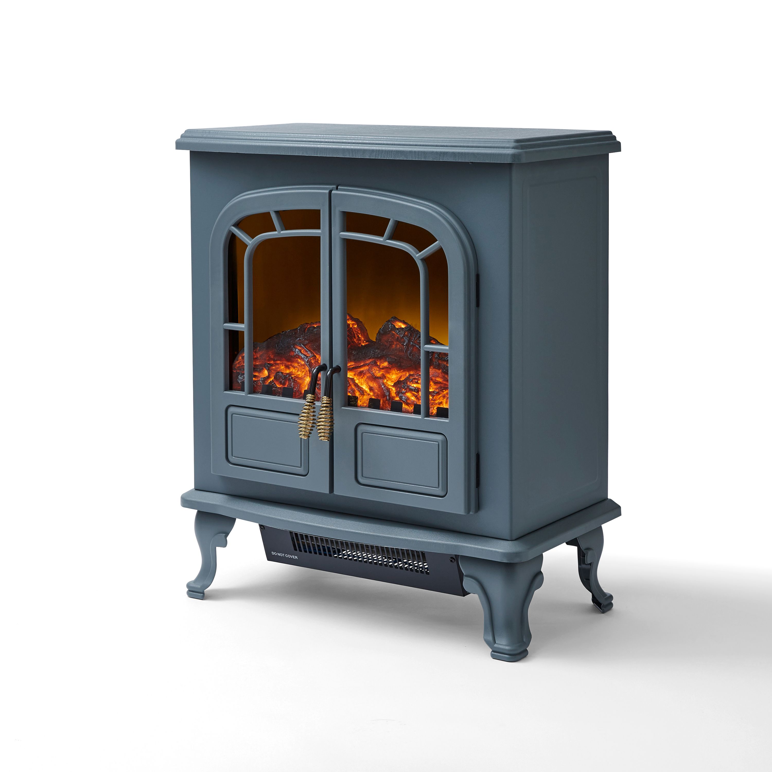 Warmlite Traditional 2kW Matt Grey Cast iron effect Electric Stove