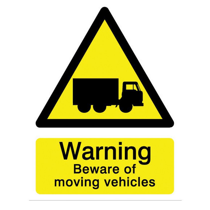 Warning beware of moving vehicles Selfadhesive labels, (H)200mm (W