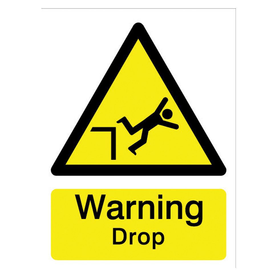 Warning drop Self-adhesive labels, (H)200mm (W)150mm