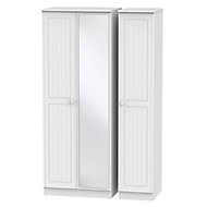 Warwick Contemporary Mirrored Matt white Tall Triple Wardrobe (H)1970mm (W)1110mm (D)530mm
