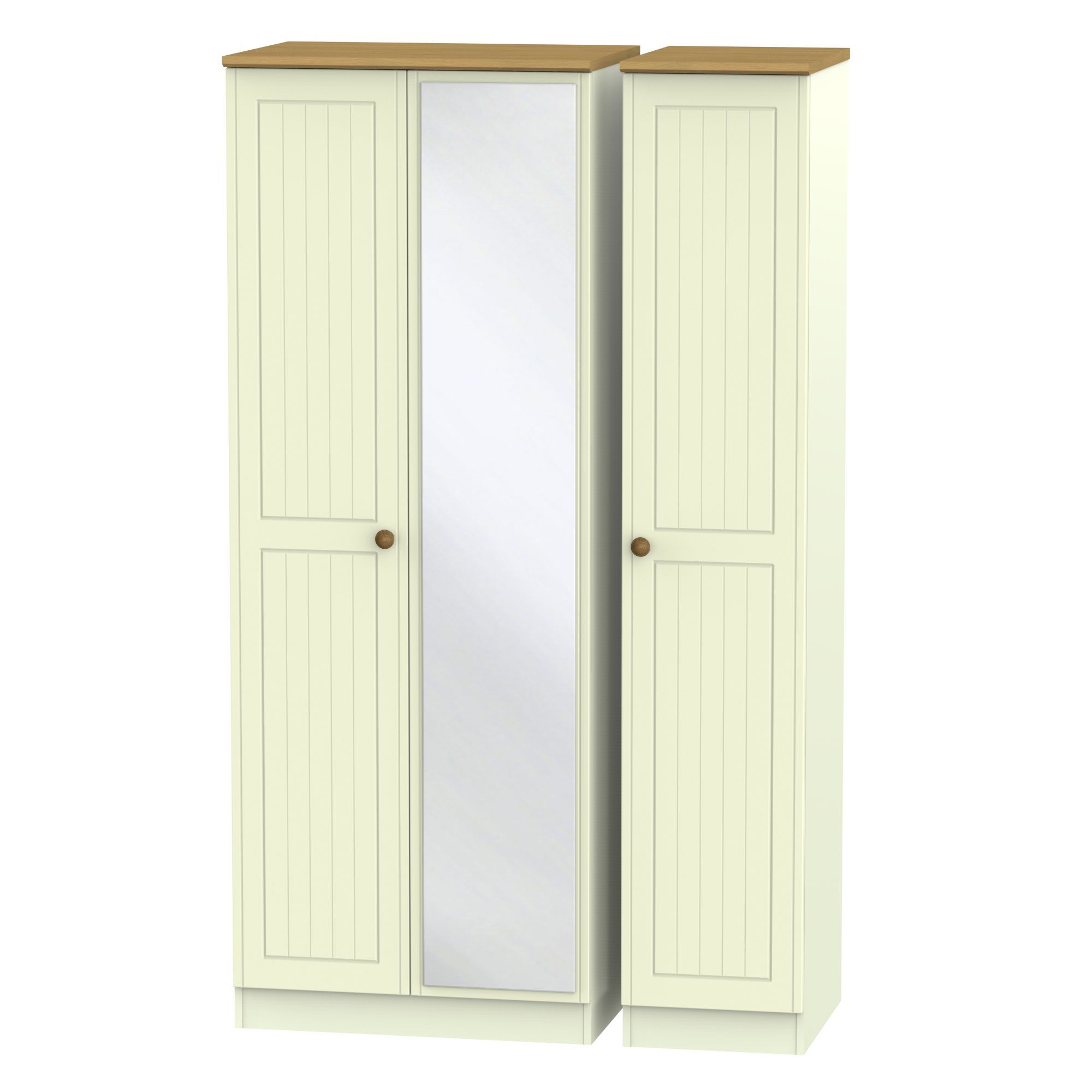 Warwick Ready assembled Contemporary Matt cream oak effect Tall Triple Wardrobe (H)1970mm (W)1110mm (D)530mm